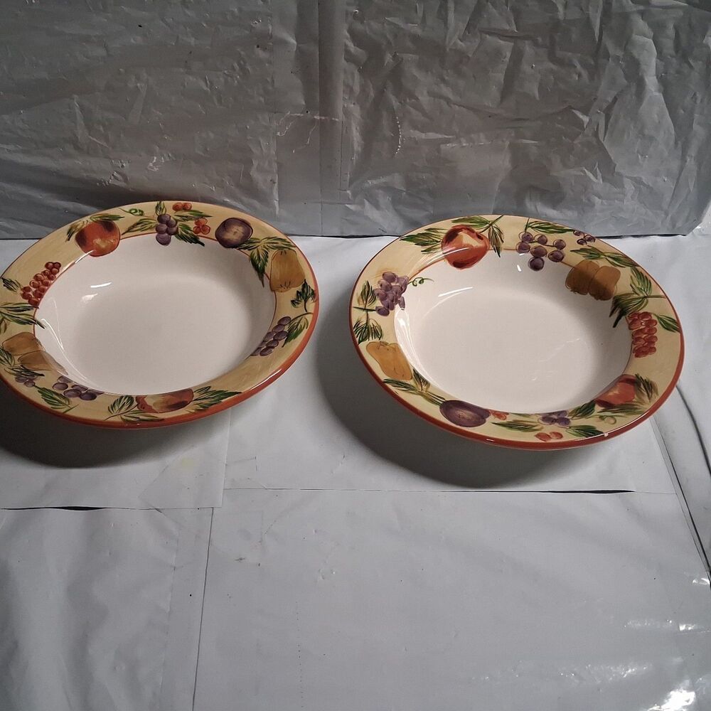 2 Sakura Oneida Sonoma Stoneware Coupe Serving Bowl 9.5 Fruit Discontinued Flaw